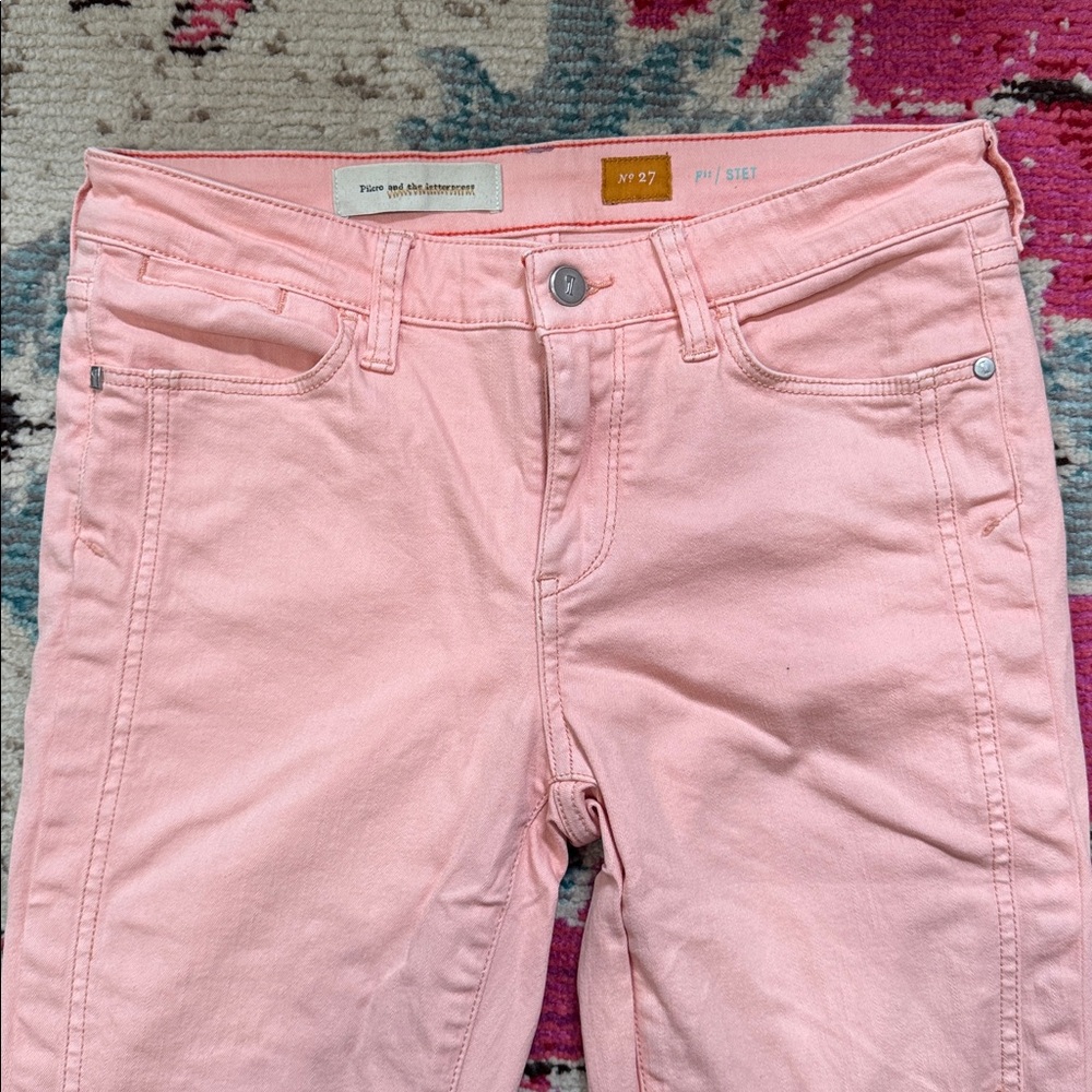 Pilcro and the Letterpress Light Pink Orange Crop Jeans Anthropologie size 27 - Picture 6 of 12